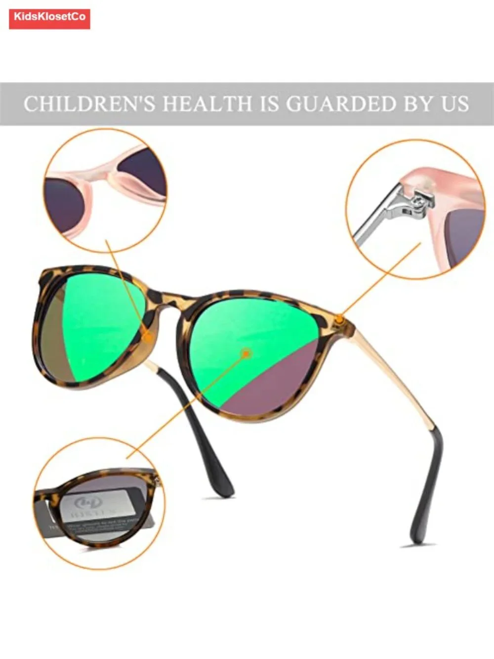 Polarized Kids Sunglasses, 100% UV Protection, TR90 Frame